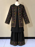 Black Pashmina Carry 3 Piece Suit with Farshi Shalwar and Coat