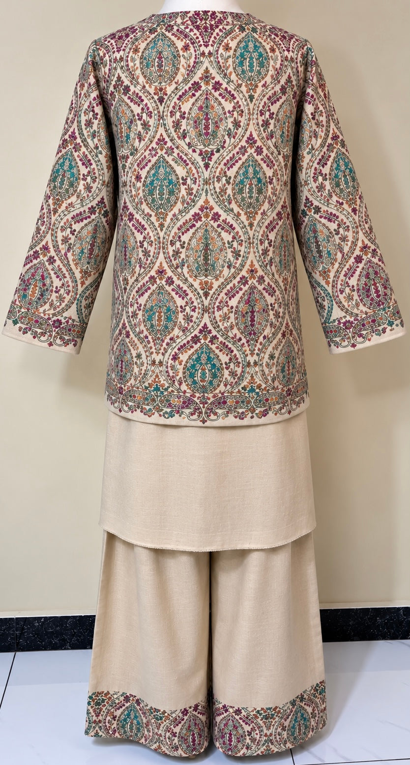 Skin Pashmina 3 Piece Suit with Coat