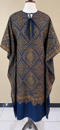 Navy Blue Pashmina Handmade Embroidered Kaftaan