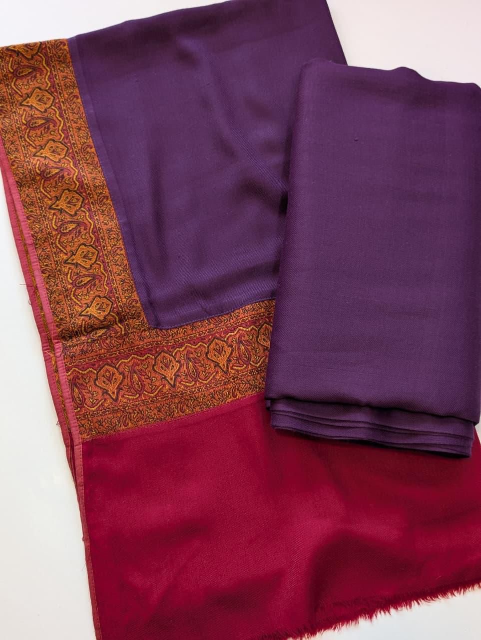 Pashmina Suit 3 Piece | Kani Border Shawl with Plain Suit