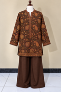 Chocolate Brown Pashmina Handmade Stitched Co Ord Set