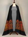 Black Pashmina Kani Suit 3 Piece | Kani Border Shawl with Grey