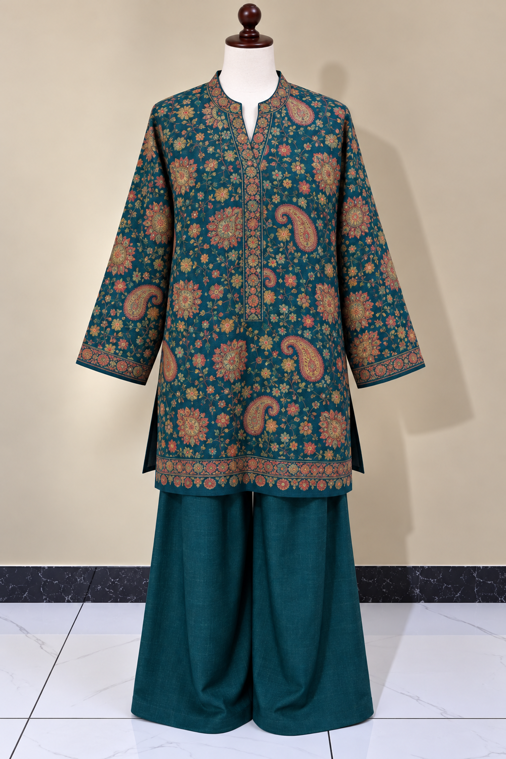 Zinc Pashmina Handmade Stitched Co Ord Set