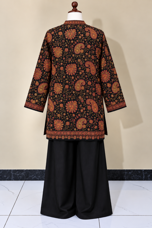 Black Pashmina Handmade Stitched Co Ord Set