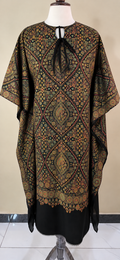 Black Pashmina Handmade Embroidered Kaftaan