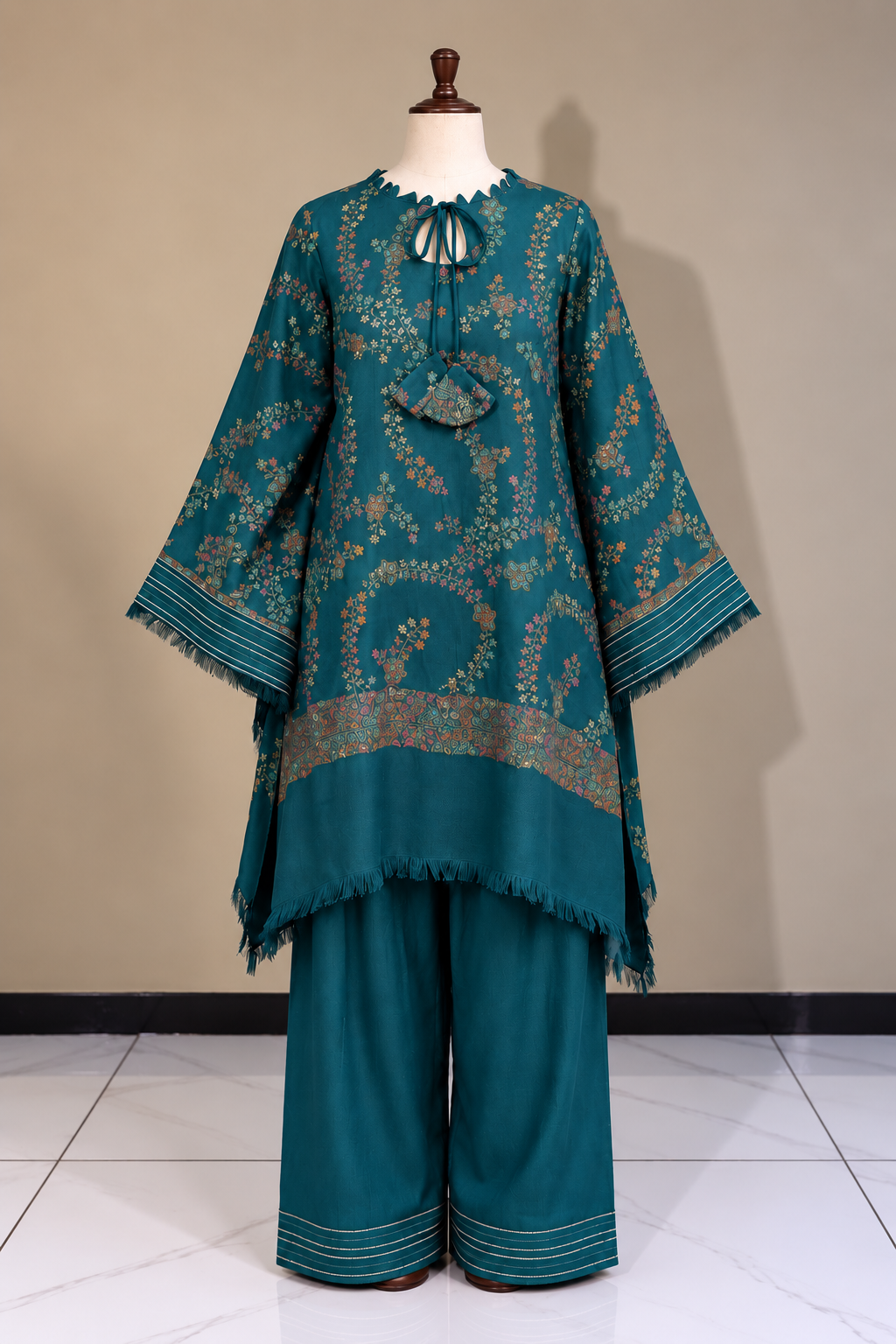 Zinc Pashmina Handmade Stitched Co Ord Set