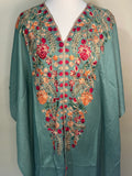 Pista Green Pashmina Cape Shawl | Pashmina Embroidered Kashmiri Cape Shawl