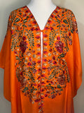 Orange Pashmina Cape Shawl | Pashmina Embroidered Kashmiri Cape Shawl