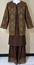 Chocolate Brown Pashmina 3 Piece Suit with Coat