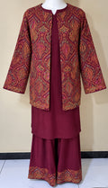 Maroon Pashmina 3 Piece Suit with Coat