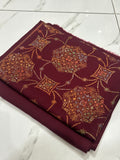 Burgundy Pashmina Handmade Kacha Tanka Suit 3 Piece