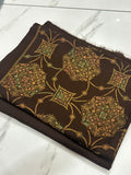 Chocolate Brown Pashmina Handmade Kacha Tanka Suit 3 Piece
