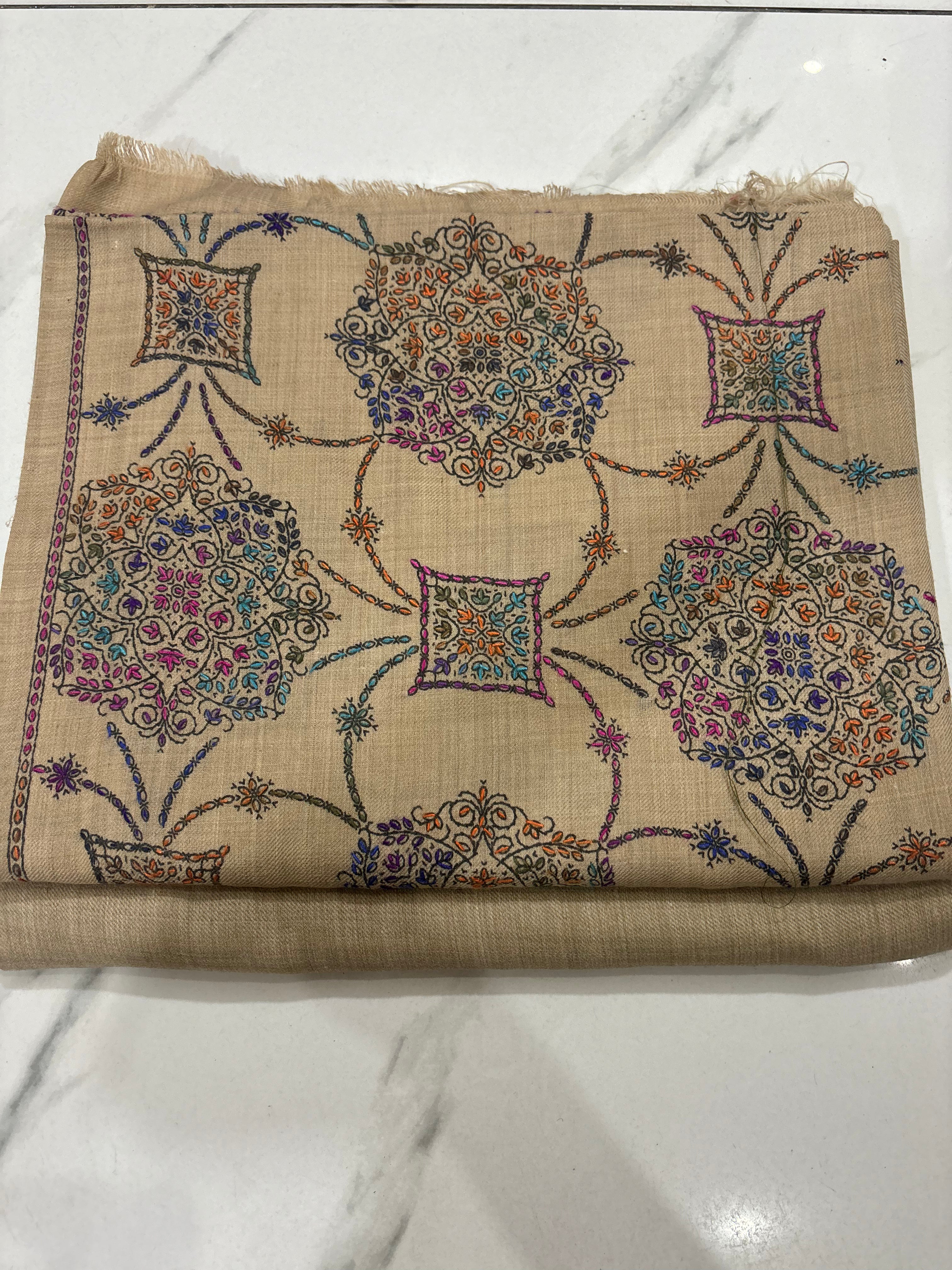 Skin Pashmina Handmade Kacha Tanka Suit 3 Piece