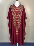 Maroon Pashmina Cape Shawl | Pashmina Embroidered Kashmiri Cape Shawl