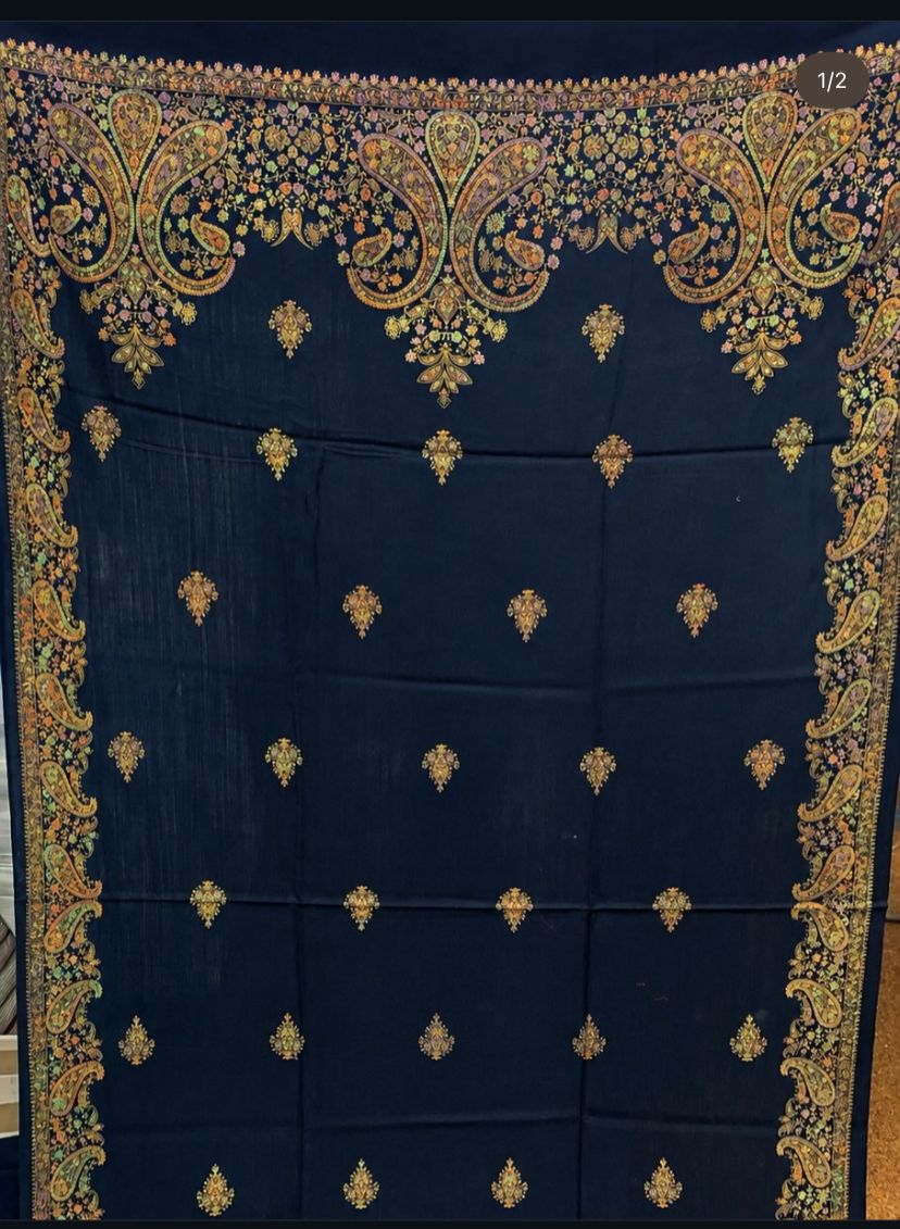 Pashmina Shawl | Hand Embroidery on Print
