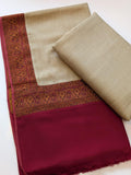 Pashmina Kani Suit 3 Piece | Kani Border Shawl with Plain Suit