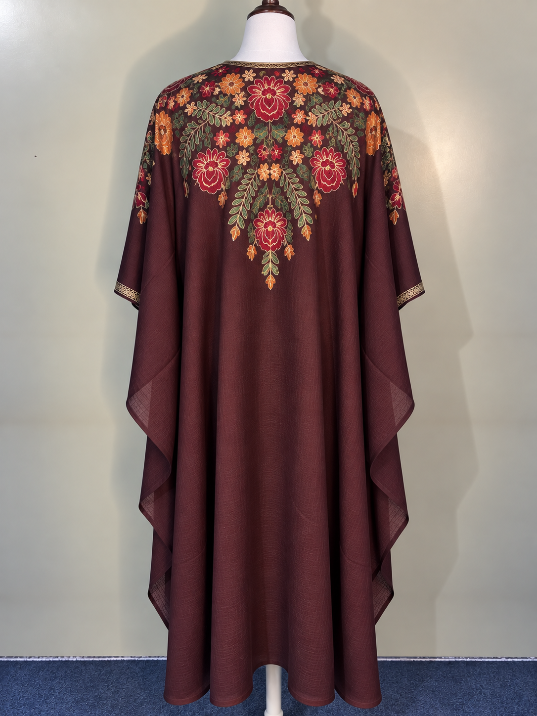Burgundy Pashmina Cape Shawl | Pashmina Embroidered Kashmiri Cape Shawl